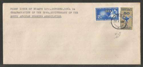 RSA 1964 50TH ANNIV SA NURSING SET OF 2 ON PRIVATE FDC WITH DURBAN D/S