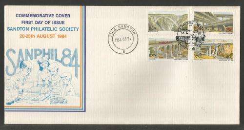 RSA 1984 SA BRIDGES SET OF 4 ON PRIVATE FDC WITH OFFICIAL D/S
