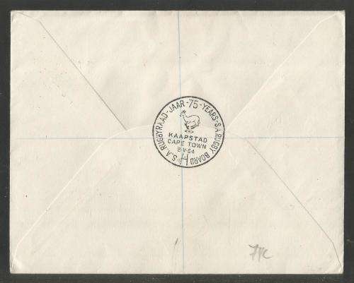 RSA 1964 SA RUGBY BOARD SET 2 ON REG PRIVATE FDC WITH OFFICIAL CT D/S ADDRESSED TO SALT RIVER