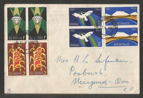 RSA 1966 5TH ANNIV RSA SET OF 4 PAIRS ON PRIVATE FDC WITH WILLOWMORE D/S ADDRESSED TO MISGUND
