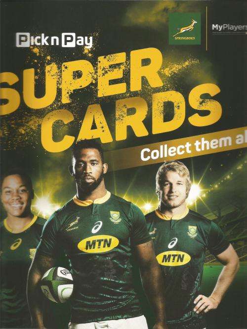 RSA 2019 RUGBY WORLD CUP SOUTH AFRICA FULL SET OF 72 PICK N PAY SUPER CARDS IN ALBUM