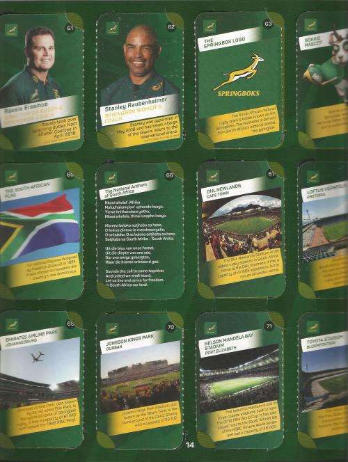 RSA 2019 RUGBY WORLD CUP SOUTH AFRICA FULL SET OF 72 PICK N PAY SUPER CARDS IN ALBUM