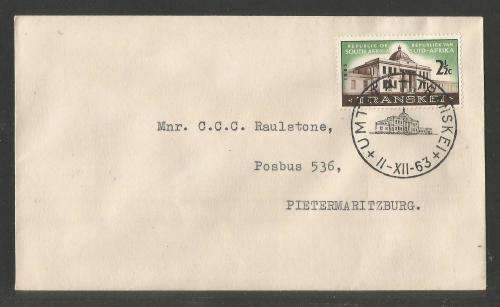 RSA 1963 TRANSKEI LEGISLATIVE ASSEMBLY PRIVATE FDC WITH OFFICIAL UMTATA D/S ADDRESSED TO PMB