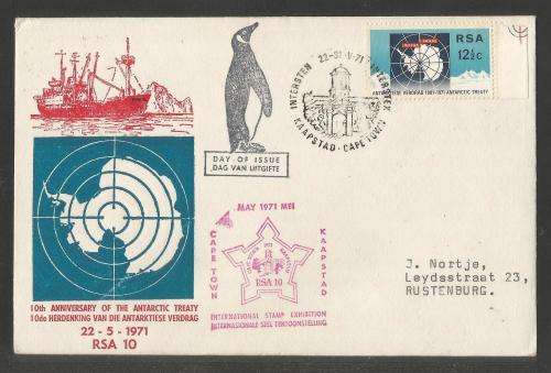RSA 1971 ANTARCTIC TREATY PRIVATE FDC WITH CAPE TOWN CASTLE D/S ADDRESSED TO RUSTENBURG