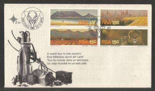 RSA 1975 TOURISM OFFICIAL FDC 2.10 WITH MISSING AFRIKAANS PRINTING VARIETY