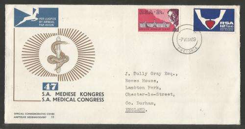 RSA 1969 SA Medical Congress official FDC no. 11 addressed to England