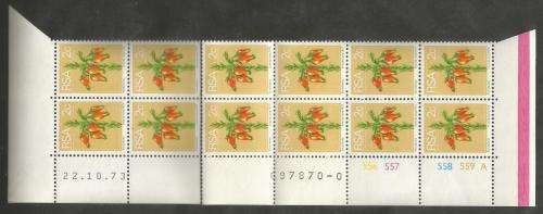 RSA 1973 2ND DEFINITIVE FLOWERS 2c MNH EXTENDED CONTROL BLOCK A OF 20 DATED 1973/10/22