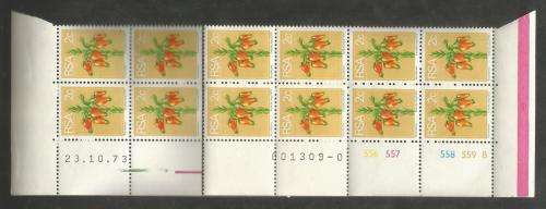 RSA 1973 2ND DEFINITIVE FLOWERS 2c MNH EXTENDED CONTROL BLOCK B OF 20 DATED 1973/10/23