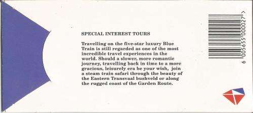 RSA 1993 TOURISM BOOKLET WITH ADDED STICKER and 5c STAMPS and 10c STAMPS ROW 3