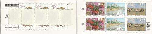 RSA 1993 TOURISM BOOKLET WITH ADDED STICKER and 5c STAMPS and 10c STAMPS ROW 4