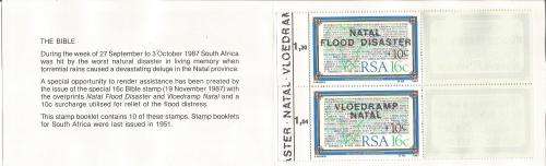 RSA 1987 Bible Natal Flood booklet attached left 1,04/1,30 with front D/S 1/3/88