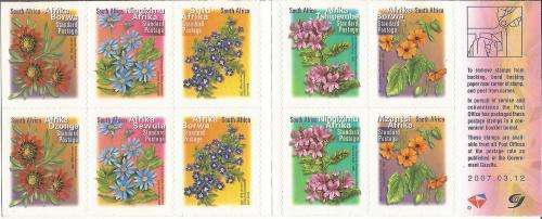 RSA 2007 7TH DEFINITIVE STANDARD POSTAGE FLOWERS BOOKLET DATED 2007/03/12