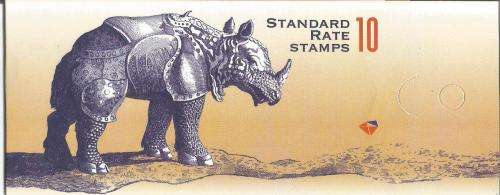 RSA 1998 ARMOURED RHINO BOOKLET DIE I ENGLISH COATED NORMAL PERFS ATTACHED LEFT MARGIN