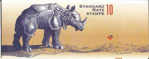 RSA 1998 ARMOURED RHINO BOOKLET DIE II ENGLISH COATED NORMAL PERFS ATTACHED LEFT MARGIN