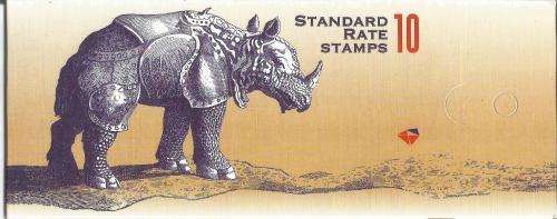 RSA 1998 ARMOURED RHINO BOOKLET DIE II ENGLISH COATED NORMAL PERFS ATTACHED RIGHT MARGIN INV
