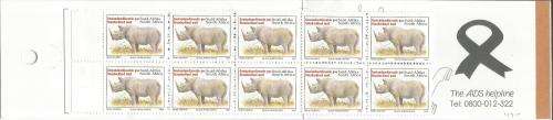 RSA 1998 ARMOURED RHINO BOOKLET DIE II ENGLISH COATED NORMAL PERFS ATTACHED LEFT MARGIN