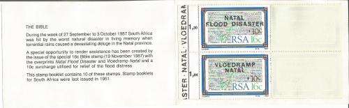 RSA 1987 BIBLE NATAL FLOOD BOOKLET ATTACHED LEFT 1,04/1,30 WITH FRONT D/S 1/3/88 GRAAF REINET
