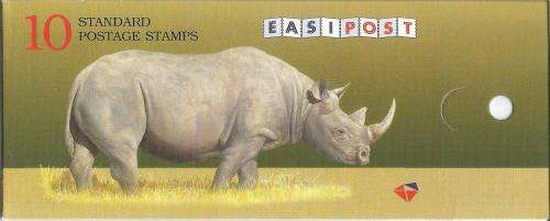 RSA 1997 RHINO BOOKLET WITH MNH WATTLED CRANE STAMPS ATTACHED RIGHT MARGIN