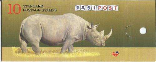 RSA 1997 RHINO BOOKLET WITH MNH WATTLED CRANE STAMPS ATTACHED RIGHT MARGIN INVERTED