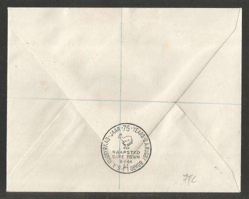 RSA 1964 75TH ANNIV SA RUGBY BOARD SET ON REG ILLUSTRATED PRIVATE FDC WITH OFFICIAL CT D/S