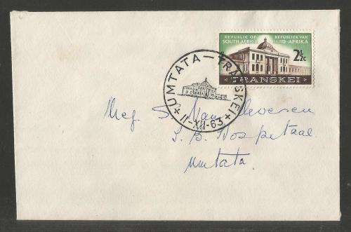 RSA 1963 TRANSKEI LEGISLATIVE ASSEMBLY PRIVATE FDC WITH OFFICIAL UMTATA D/S ADDRESSED TO UMTATA