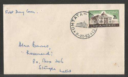 RSA 1963 TRANSKEI LEGISLATIVE ASSEMBLY PRIVATE FDC WITH OFFICIAL UMTATA D/S ADDRESSED TO STANGER