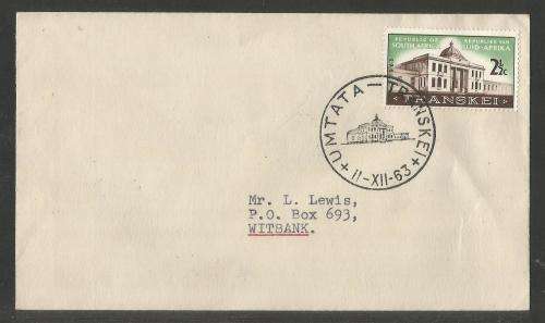 RSA 1963 TRANSKEI LEGISLATIVE ASSEMBLY PRIVATE FDC  WITH OFFICIAL UMTATA D/S ADDRESSED TO WITBANK