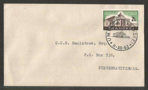 RSA 1963 TRANSKEI LEGISLATIVE ASSEMBLY ON PRIVATE FDC WITH OFFICIAL UMTATA D/S ADDRESSED TO PMB