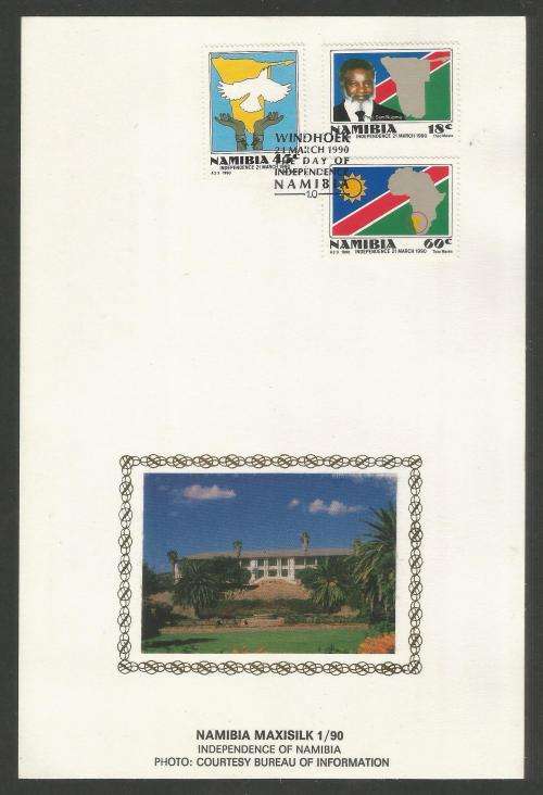 NAMIBIA 1990 INDEPENDENCE LIMITED EDITION MAXISILK CARD # 1/90