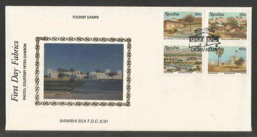 NAMIBIA 1991 TOURIST CAMPS LIMITED EDITION SILK FDC # 6/91