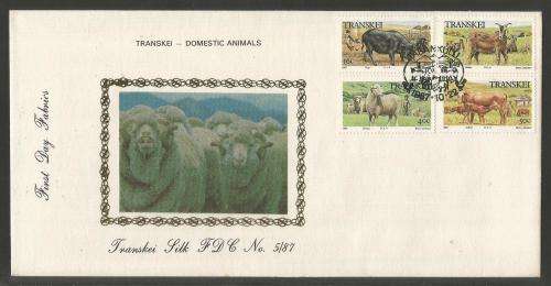 TRANSKEI 1987 DOMESTIC ANIMALS LIMITED EDITION SILK FDC 5/87