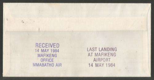 AVIATION 1984 MMABATHO AIR SERVICES FLIGHT COVER LAST LANDING AT MAFIKENG AIRPORT