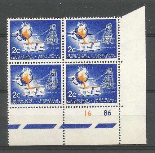 RSA 1963 1ST DEF 2c MNH CONTROL BLOCK NO WMK SACC 211