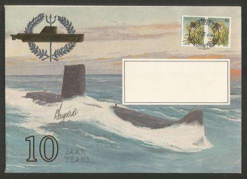 SA NAVY COM COVER #1 - 10 YEARS SAS MARIA VAN RIEBEECK SUMARINE SIGNED BY CAPTAIN