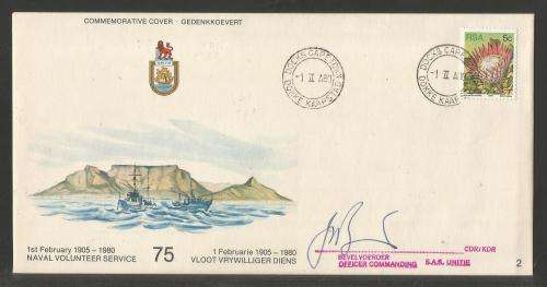 SA NAVY COM COVER #2 - 75 YEARS NAVAL VOLUNTEER SERVICE SIGNED OC SAS UNITIE
