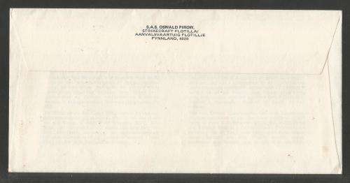 SA NAVY COM COVER #3 - SAS OSWALD PIROW 1ST CHANGE OF COMMAND SIGNED BOTH OC