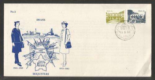 SA NAVY COM COVER #5 - 40 YEARS SWANS WITH DIFFERENT 2c STAMP