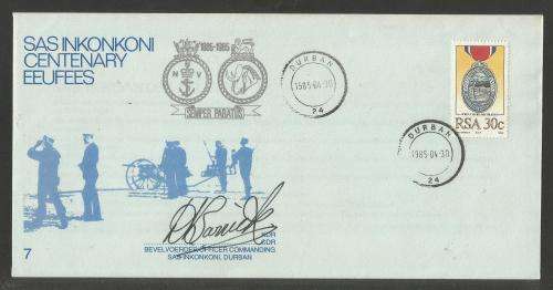 SA NAVY COM COVER #7 - CENTENARY SAS INKONKONI COUNTER 24 SIGNED OC ON BLUE TEXT