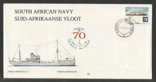 SA NAVY COM COVER # 18 - 70 YEARS SA NAVY