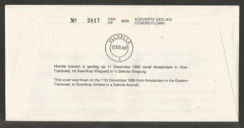 AVIATION 1988 FLIGHT COVER DAKOTA ASSOC 50TH ANNIV 1ST DC3 FLIGHT TO SA SIGNED FOUNDER AND PILOT SON