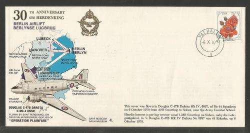 SA AIR FORCE (SAAF) FLIGHT COVER # 4 - 1979 30TH ANNIV BERLIN AIRLIFT SIGNED BY 3 (1 IN BLACK PEN)