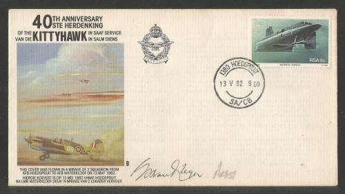 SA AIR FORCE (SAAF) FLIGHT COVER # 9 - 1982 40TH ANNIV KITTYHAWK IN SAAF SIGNED BY ARTIST G VAN RHYN