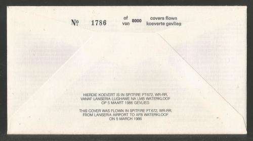 SA AIR FORCE (SAAF) FLIGHT COVER # 24 - 1986 50 GOLDEN YEARS SPITFIRE SIGNED BY 2
