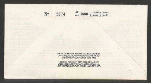 SA AIR FORCE (SAAF) FLIGHT COVER # 25 - 1986 21ST ANNIV BUCCANEER SIGNED LT GEN RHD ROGERS IN BLUE