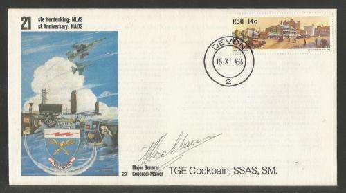 SA AIR FORCE (SAAF) FLIGHT COVER # 27 - 1986 21ST ANNIV NADS SIGNED MAJOR GENERAL TGE COCKBAIN