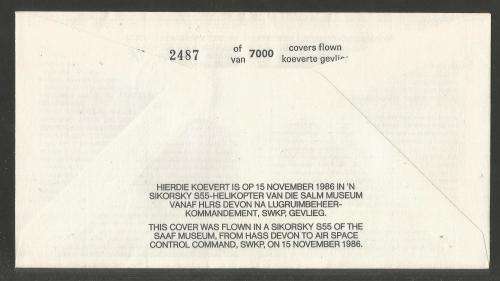 SA AIR FORCE (SAAF) FLIGHT COVER # 27 - 1986 21ST ANNIV NADS SIGNED MAJOR GENERAL TGE COCKBAIN