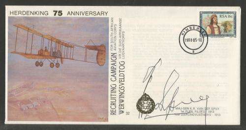 SA AIR FORCE (SAAF) FLIGHT COVER # 32 - 1988 75TH ANNIV RECRUITING CAMPAIGN SIGNED GEN KR VD SPUY