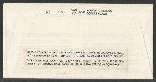 SA AIR FORCE (SAAF) FLIGHT COVER # 32 - 1988 75TH ANNIV RECRUITING CAMPAIGN SIGNED GEN KR VD SPUY
