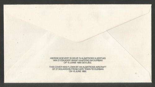 SA AIR FORCE (SAAF) FLIGHT COVER # 21 - 1985 60TH ANNIV SAAF EXPERIMENTAL AIRMAIL SERVICE UNSERVICED
