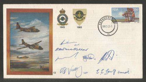 SA AIR FORCE (SAAF) FLIGHT COVER # 13 1983 40TH ANNIV 28 SQN SIGNED BY 7 INCL CMDT EE EARP